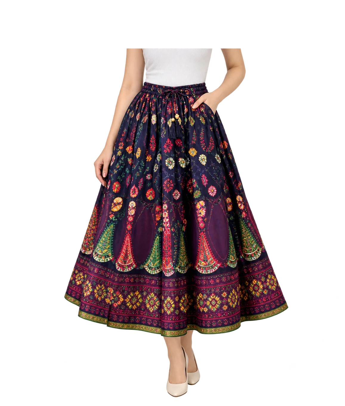 Printed Flared Skirt